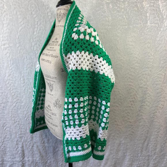 Vintage Handmade Granny Square crochet shawl shrug Retro Boho - Picture 2 of 12